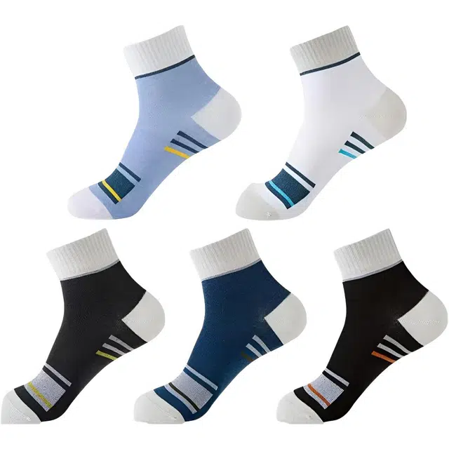 浪莎 纯棉条纹简约基础休闲时尚短袜吸湿排汗体育锻炼运动袜百搭防滑防臭舒适透气青少年可穿短袜 男款