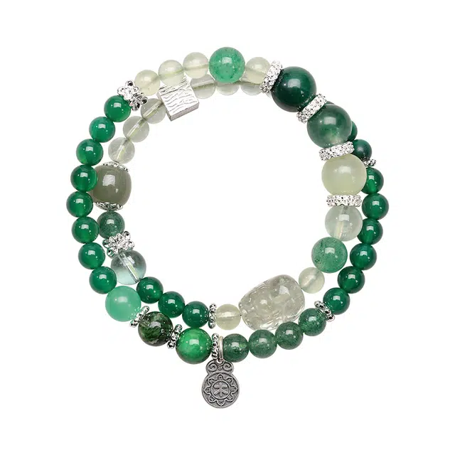 子婳 诸事顺利五行缺木平衡补木五行喜木能量水晶五行补木本年年招财转运珠串#好运 绿幽灵 手串 女款