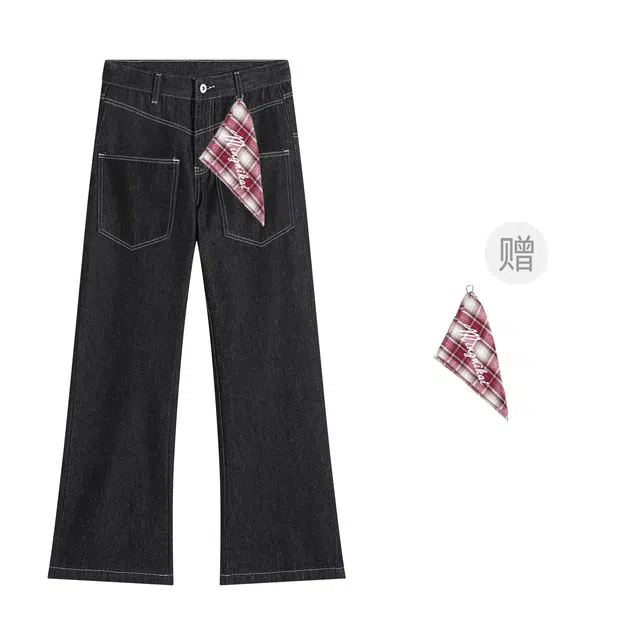 明尼凯 美式复古潮流高街个性前插反穿口袋设计纯色基础款潮牌小众百搭日常无性别主义宽松休闲舒适廓形牛仔裤 男女同款