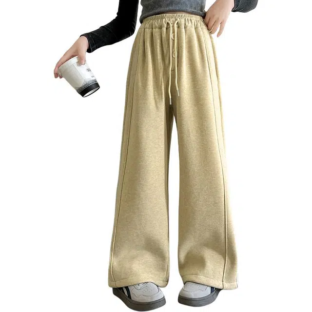 蓝彩何卫裤 女童裤子春秋装中大童韩版窄版阔腿裤儿童拖地长裤初中生运动裤潮