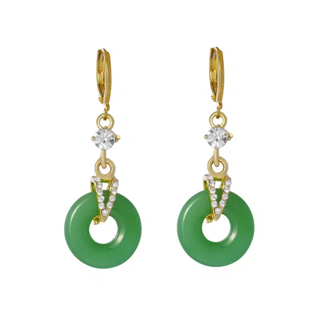 澜耀 绿色平安扣复古宫廷风小众设计高级感耳饰#好运 合金 耳环 女款