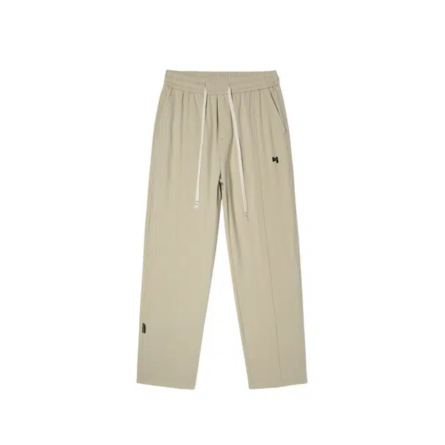 假日伯爵 美式高街复古美拉德配色系贴布设计松紧腰中腰抽绳系带宽松直筒百搭潮牌纯色简约棉弹舒适柔软亲肤男士长裤休闲裤 男款