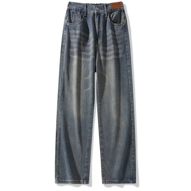 【显高显瘦】布客行  美式复古水洗做旧直筒阔腿垂感高街简约潮流百搭宽松休闲舒适独特个性废土风中腰长裤牛仔裤 男女同款