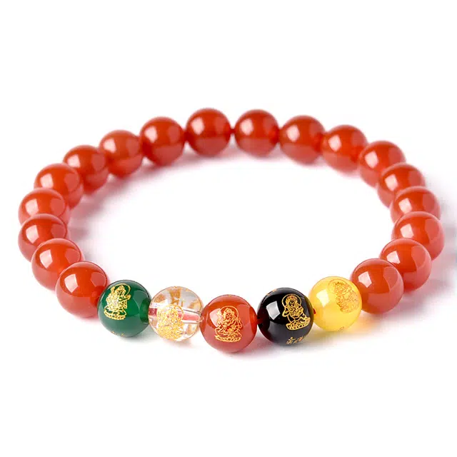 【匠心手作 五路财神】 灵菲 精品级五色素串转运珠 新中式小众百搭手饰 招财转运平安纳福平衡五属性礼盒 #好运 玛瑙 手串 女款