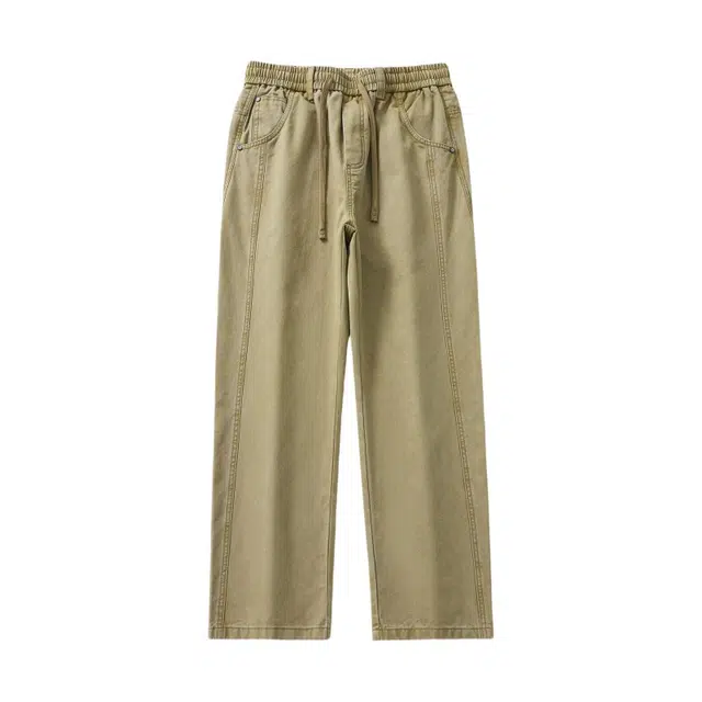 假日伯爵 美式复古潮流工装水洗宽松直筒痞帅纯棉舒适柔软亲肤抽绳长裤男士休闲裤 男款