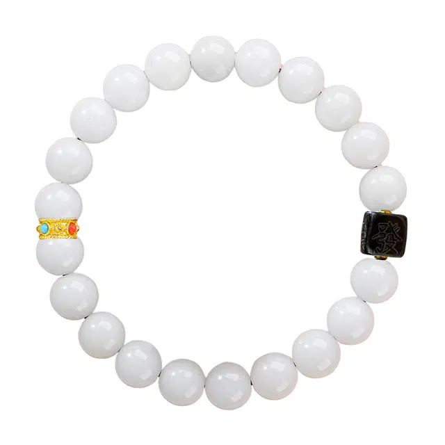 絮物 小清新简约轻奢高级感设计饰品新中式念珠文玩国潮新宠出街神器不撞款招财进宝#好运 白玉菩提 手串 男女同款情侣款