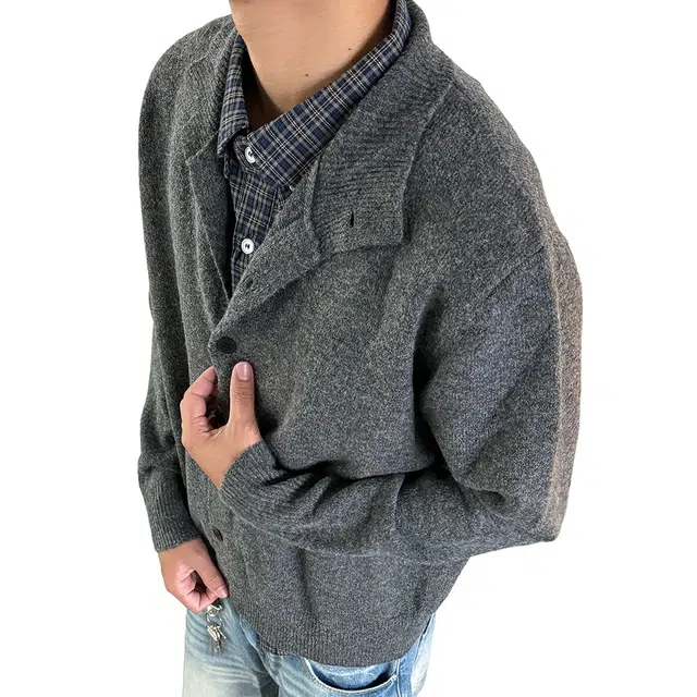 虫小绿 高级慵懒与美式复古兼具的秋冬外套针织衫 男女同款