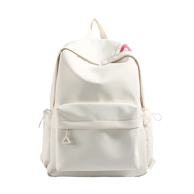 蔻蒂熊 纯色高中女款书包初中生简约大容量大学生轻便小众电脑背包男式 尼龙布 双肩包 常规 白色/黑色/黄色/绿色/粉色