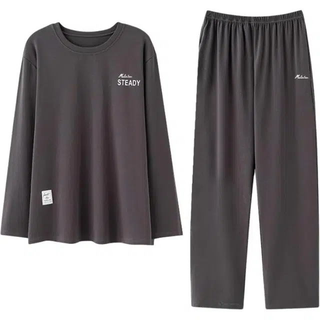 木林森 印花经典版型轻薄长袖长裤凉感垂顺不易皱居家睡衣套装 男款