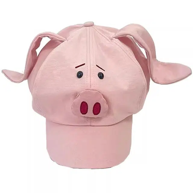 钓鱼熊 粉色飞天猪可爱太乙贝雷帽女显脸小拍照搞怪报童帽画家帽 棉 鸭舌帽 男女同款情侣款