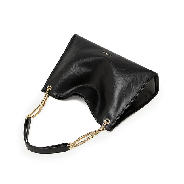 Pierre Cardin Vintage Chain Tote Bag Black Milk Tea