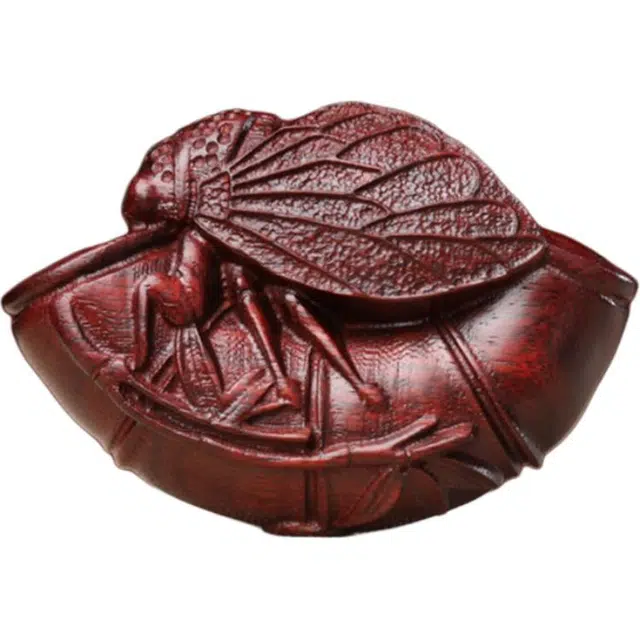 得笙陌 绿檀一鸣惊人木雕把玩件国潮转运文玩随身挂件 血檀 木作手把件 男女同款情侣款