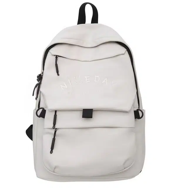 單倉 韩系简约字母印花设计学院风背包初高中学生大容量轻便耐磨书包 尼龙 双肩包 常规 男女同款情侣款 白色/红色/卡其色/绿色/黑色