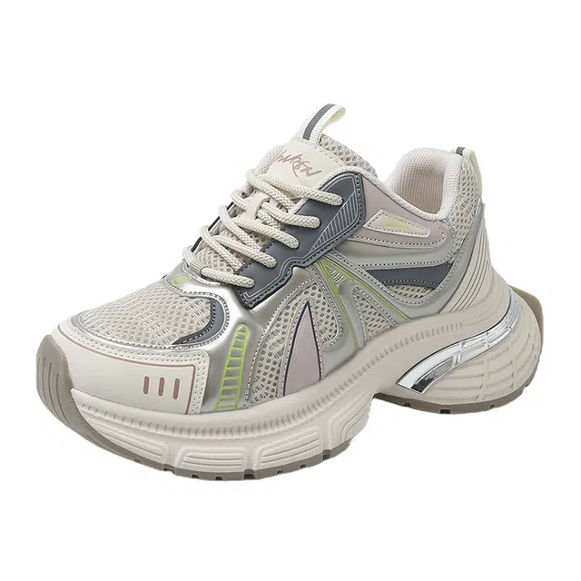 女士百搭防滑轻便透气复古厚底内增高休闲运动鞋 老爹鞋 女