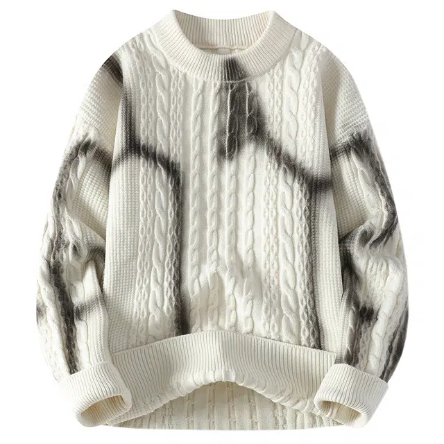 百胜狐 百胜狐个性男秋冬款圆领初高中学生潮牌打底衫毛线衣外套针织衫 男款