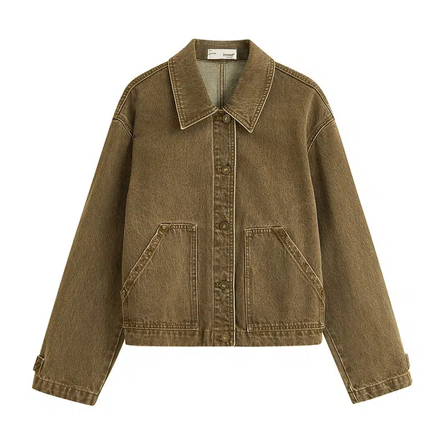 茵曼 复古纯棉重工水洗休闲氛围宝藏显瘦早秋穿搭潮流百搭平价宽松时尚质感上衣牛仔外套 女款