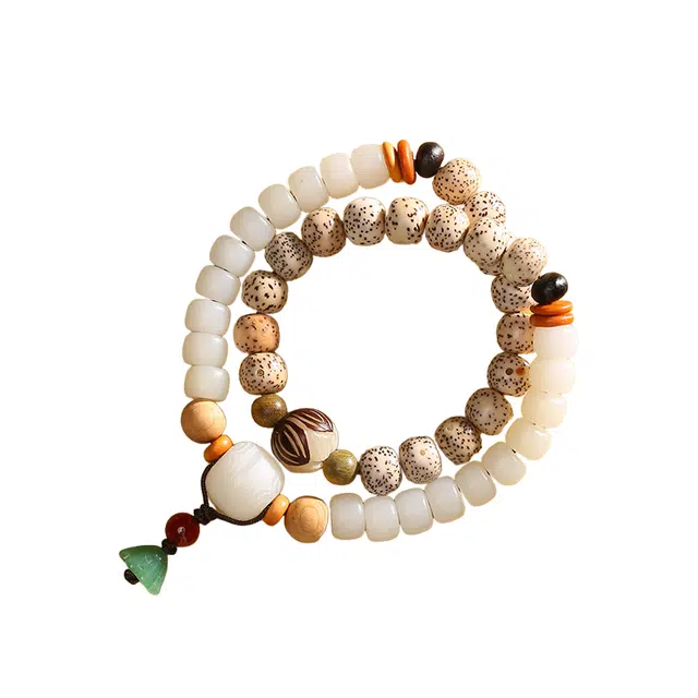 子婳 白玉菩提手链女款莲花佛珠男盘玩文玩复古国潮文艺简约百搭手饰#好运 星月菩提 手串 男女同款情侣款