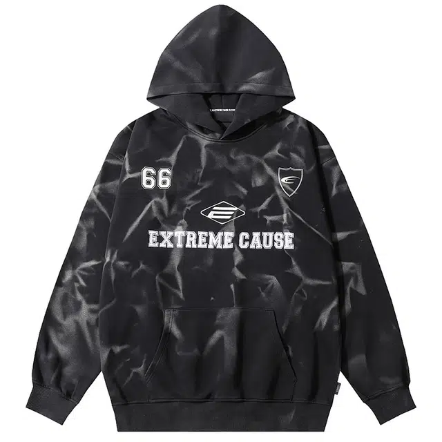 拾个壹先生 美式复古高街潮流风扎染重工字母刺绣宽松休闲百搭卫衣 男女同款