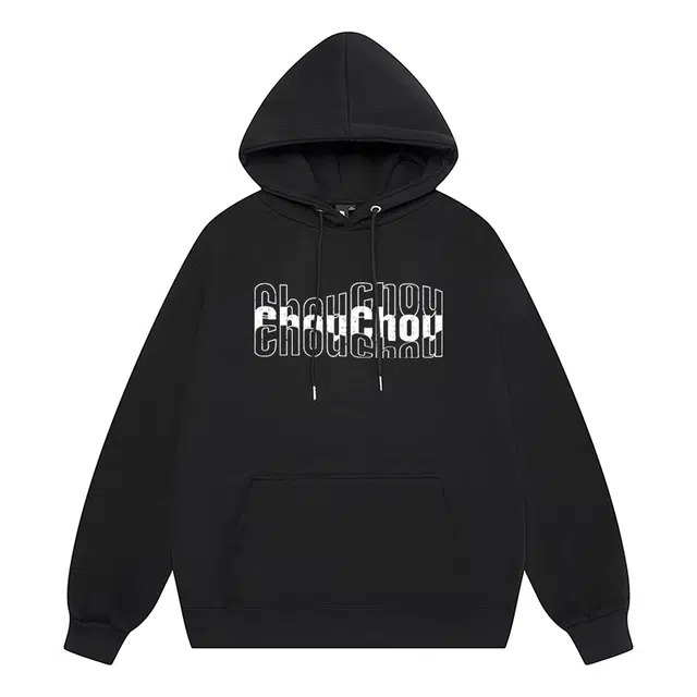 周同学 周杰伦 简约复古美式字母宽松通勤百搭学院风休闲运动舒适亲肤纯色落肩套头连帽卫衣 男女同款