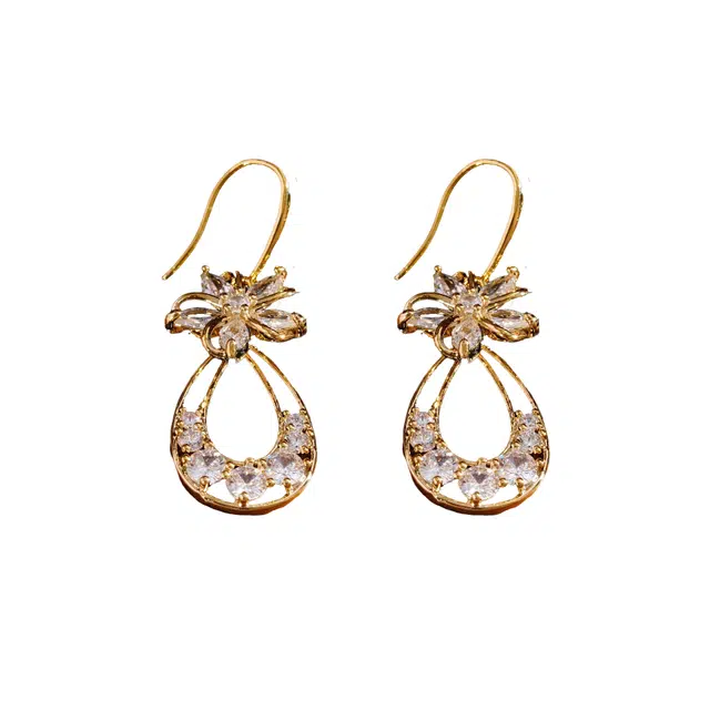 澜耀 拼色水滴植物花卉 轻奢小众设计欧若精灵风耳饰 合金 耳环 女款