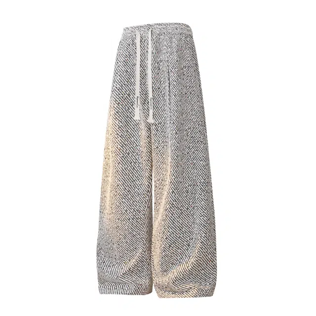 吾皇猫 美式高街潮牌条纹设计高级感宽松舒适通勤百搭阔腿垂感抽绳系带休闲裤 男女同款