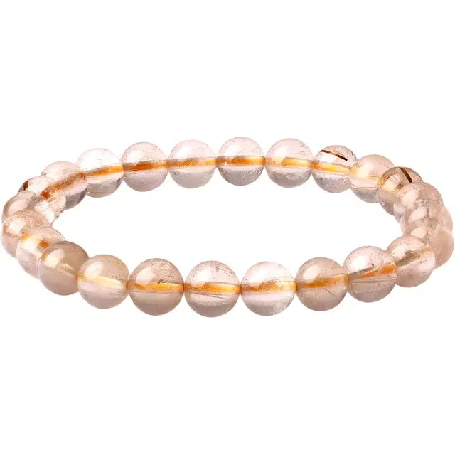 老庙 时来运转 杠上开花新中式水晶串珠 国风小众高级感招财纳福百搭显大气#好运天然 黄发晶 手串 女款