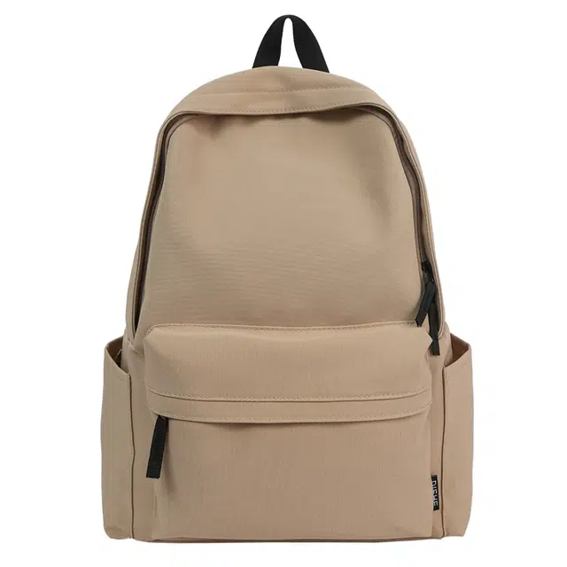 單倉 日韩系高级感时尚简约通勤百搭学院风背包初高中学生大容量轻便耐磨书包 尼龙 双肩包 常规 男女同款情侣款 卡其色/灰色/黑色