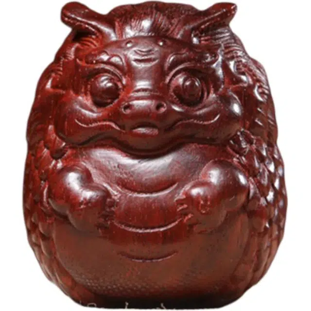 得笙陌 木雕龙摆吉祥物生肖龙桌面招财进宝#好运 绿檀 木作摆件 男女同款情侣款