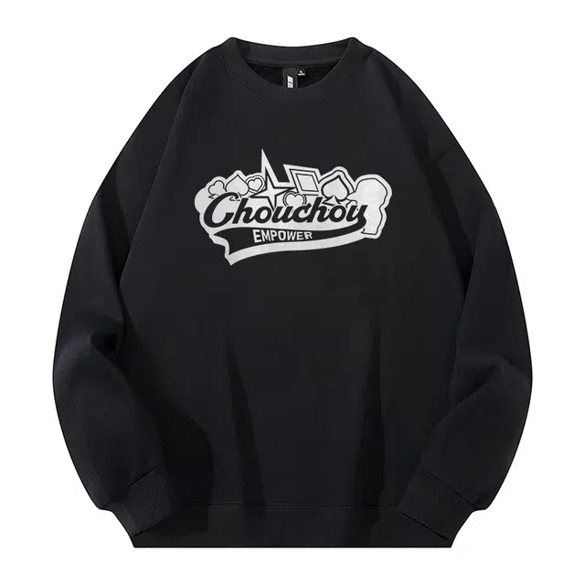 周同学 周杰伦 复古简约美式学院风趣味字母宽松百搭休闲纯色通勤运动舒适亲肤套头落肩圆领卫衣 男女同款