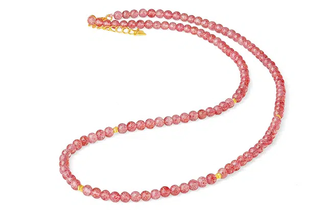 老庙 莓莓之心 碎银串链 新中式国潮原创甜美梦幻简约叠戴#好运天然 草莓晶 项链 女款