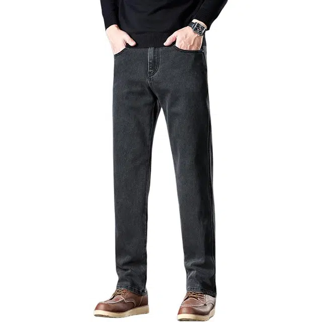 么宁 秋冬季简约百搭直筒裤舒适透气耐穿耐磨个性时尚运动休闲牛仔裤 男女同款