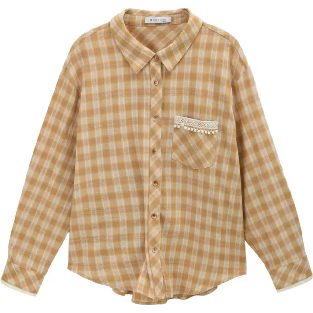 谜秀 复古格纹长袖秋季法式衬衫 女款