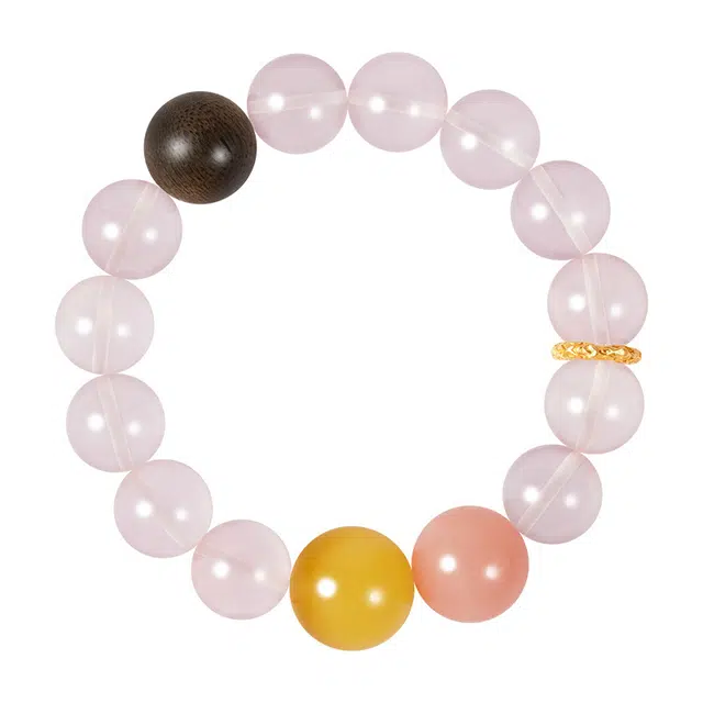 龙弗 旺桃花旺人缘新中式甜美温柔高级百搭手饰粉色转运气质百搭#好运天然 粉水晶 手串 女款