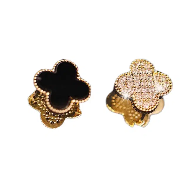 澜耀  黑色经典小巧精致百搭设计感素款简约时尚耳饰  合金 耳环 女款