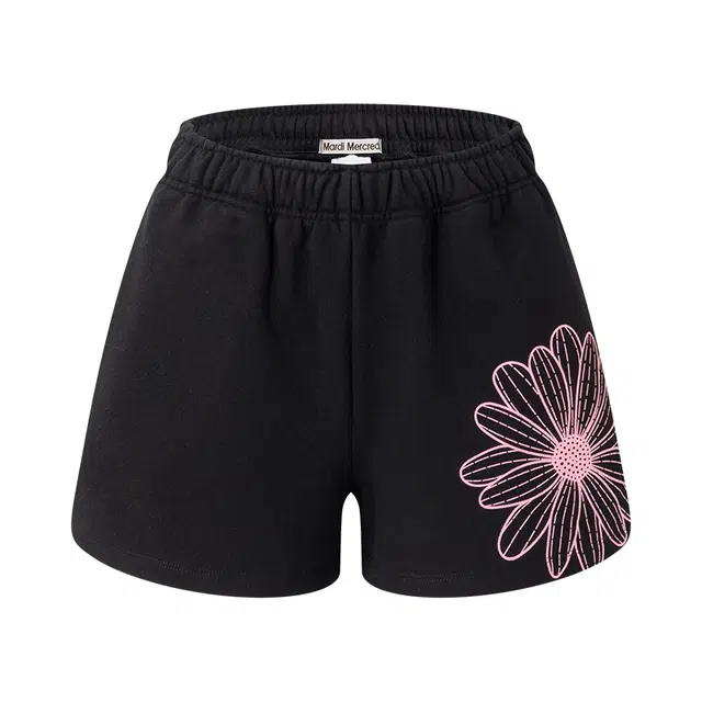 MARDI MERCREDI SS25 SWEAT SHORTS FLOWER_BLACK PINK