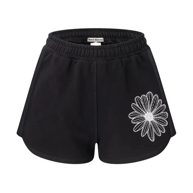 MARDI MERCREDI SS25 MINI SWEAT SHORTS FLOWER_BLACK WHITE