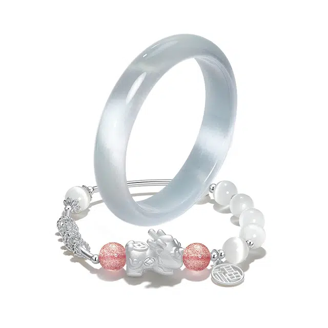 【精选高品质】 岁月静好  冰蓝贵妃镯 新中式 精致复古 清冷感 氛围感 高级贵气 一步一响 汉服旗袍宫廷风#好运 琉璃 手镯 女款