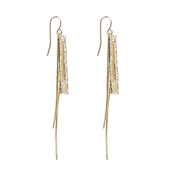 澜耀 金色长款方形流苏 小众气质高级感时尚温柔风耳饰 铜合金 耳环 女款