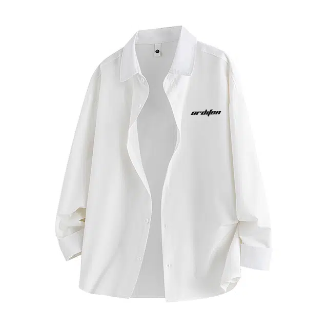 欧迪芬 基础款纯色多巴胺色系舒适简约时尚户外出行日常通勤经典学院风百搭无性别主义长袖翻领单排扣情侣休闲宽松衬衫 男女同款