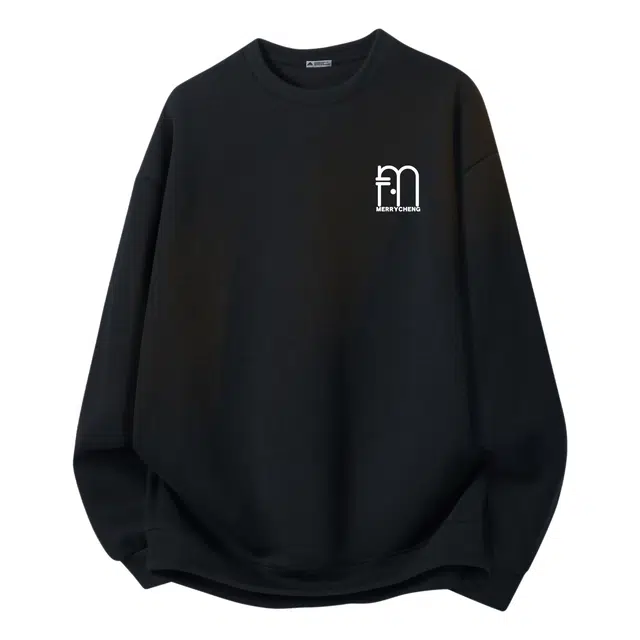 美力城 美式街头时尚简约字母刻字膜潮流纯色百搭宽松舒适户外休闲运动中性风学生日常通勤打底套头落肩长袖圆领卫衣 男女同款