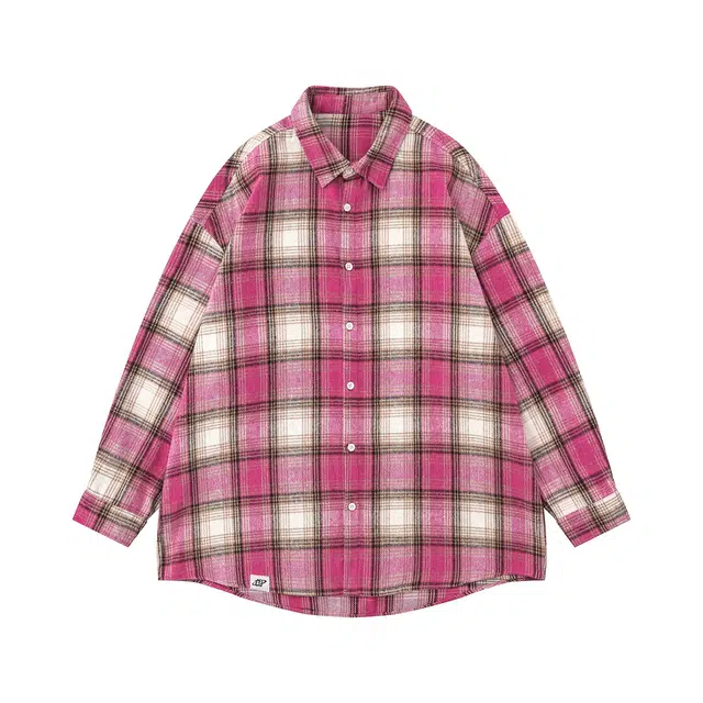 一碗士多 美式复古学院风多彩格纹宽松百搭长袖衬衫 男女同款