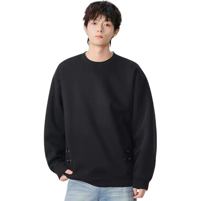 米素力 简约复古宽松落肩袖休闲风套头卫衣 男女同款