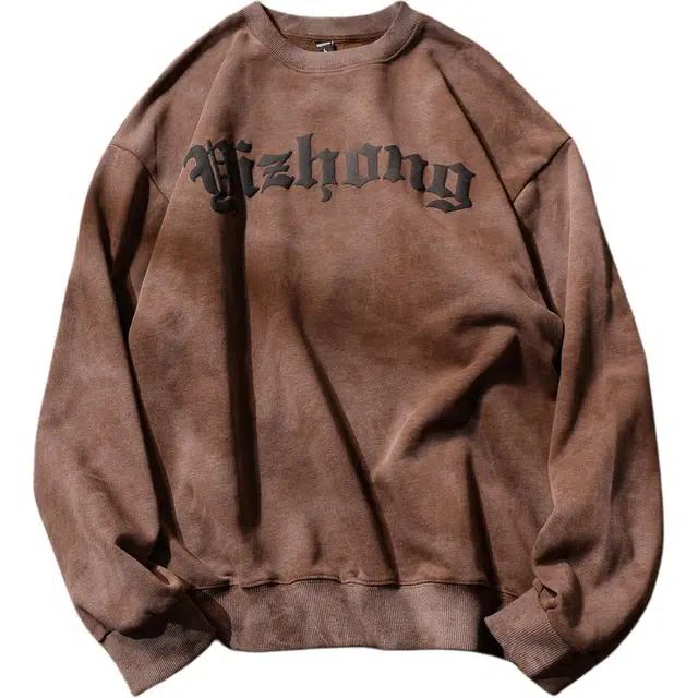 乱步 美式复古潮牌宽松圆领卫衣 男女同款