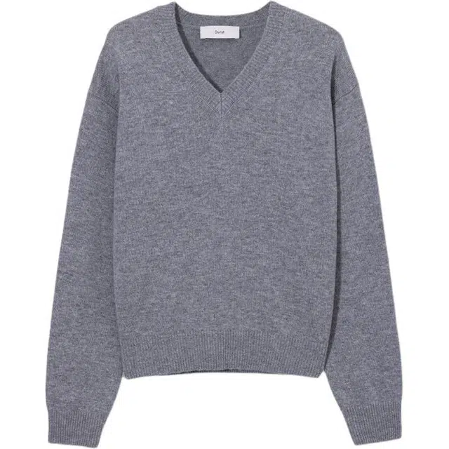 Dunst UNISEX CASHMERE V-NECK SWEATER MELANGE GREY V