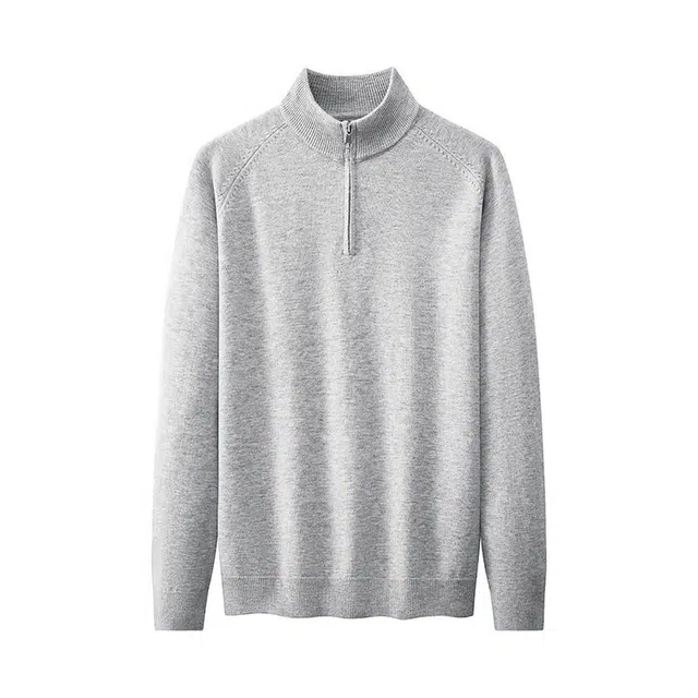 洞洞拐 高质量老钱风简约针织开衫半拉链男立领保暖休闲年轻羊绒衫 男女同款