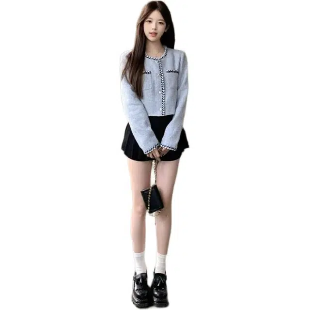 思蓓儿 休闲时尚穿搭小香风外套法式高级感气质小众独特短款开衫上衣夹克 女款