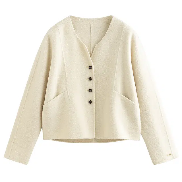 茵曼 短款双面呢外套厚实质感保暖气质宝藏显瘦平价毛呢时尚氛围大衣 女款