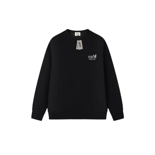 地界二 蝴蝶光感印花潮流纯棉透气百搭圆领卫衣 男款