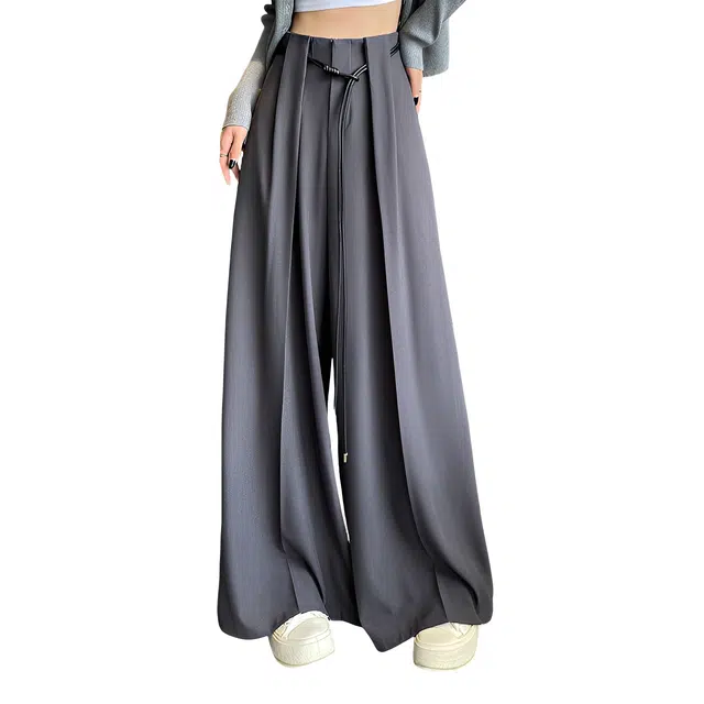 荟萃阁 老钱风西裤阔腿裤高级感复古宽松垂坠感显瘦长裤休闲裤 女款