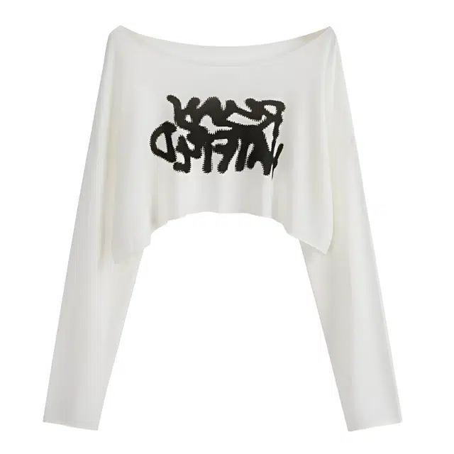 怪力萝莉 一字领长袖吊带早秋纯欲辣妹修身短款两件套防晒罩衫针织衫 女款